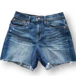 Madewell High-Rise Denim Shorts Destroyed Distressed Medium Wash size 25